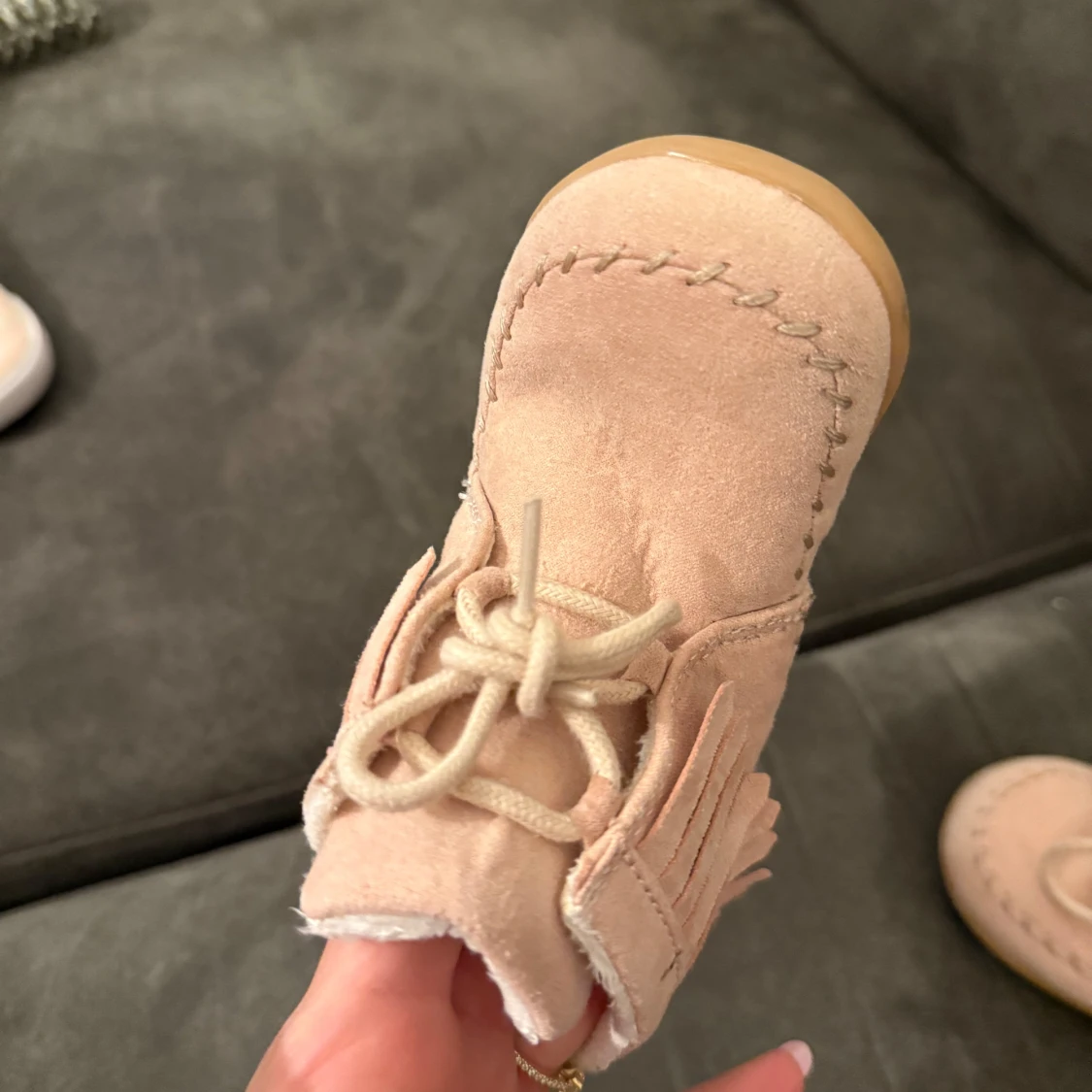 Beiga mockaboots med fransar, strl 20 - 1