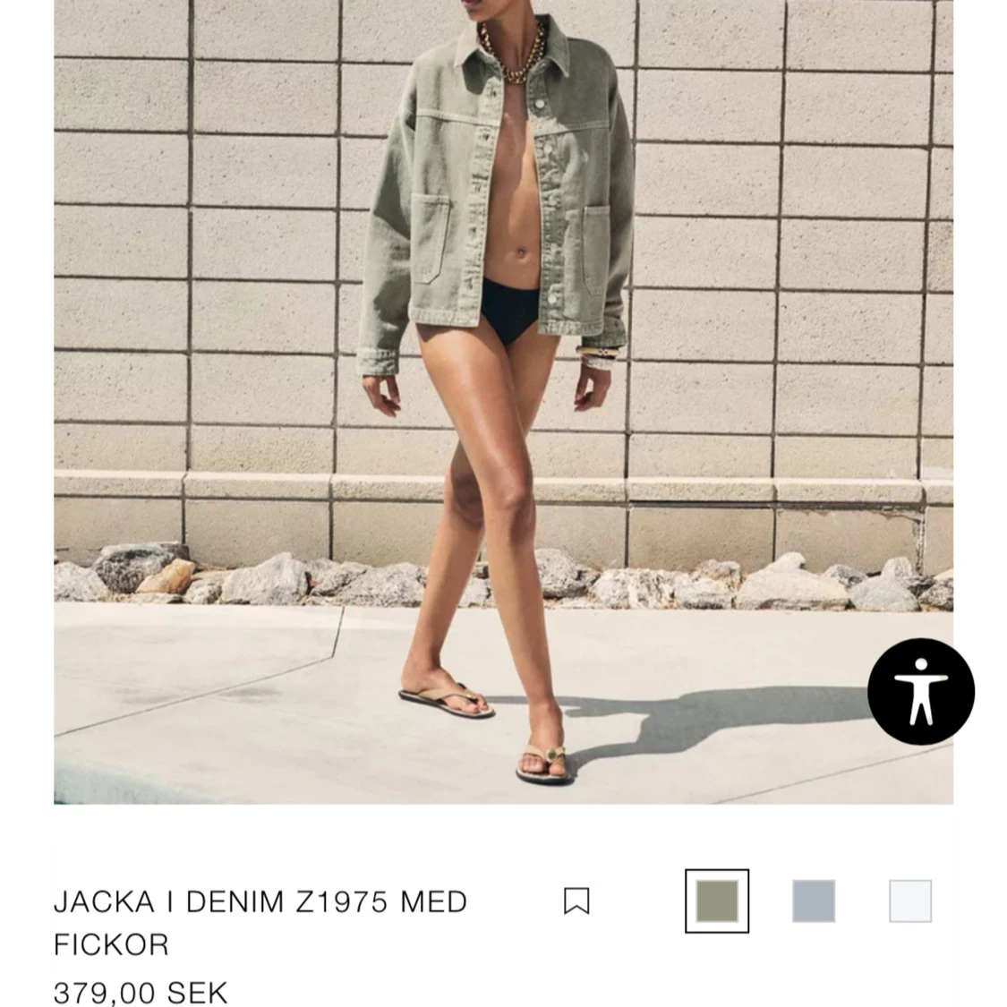 Grön jeansjacka från Zara med fickor - 1