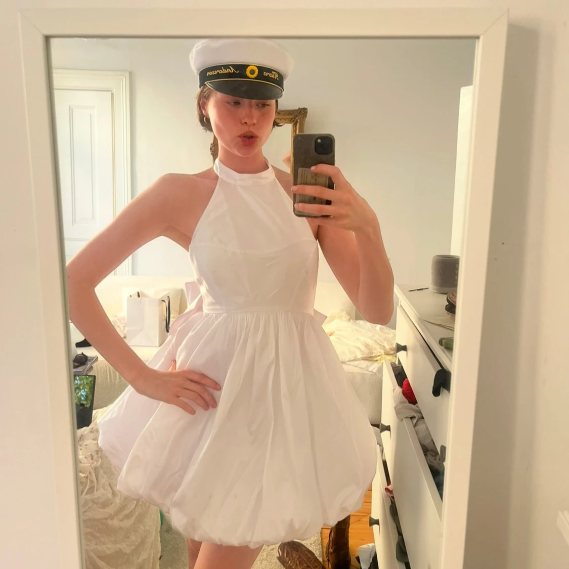 Vit rosett klänning  - 2
