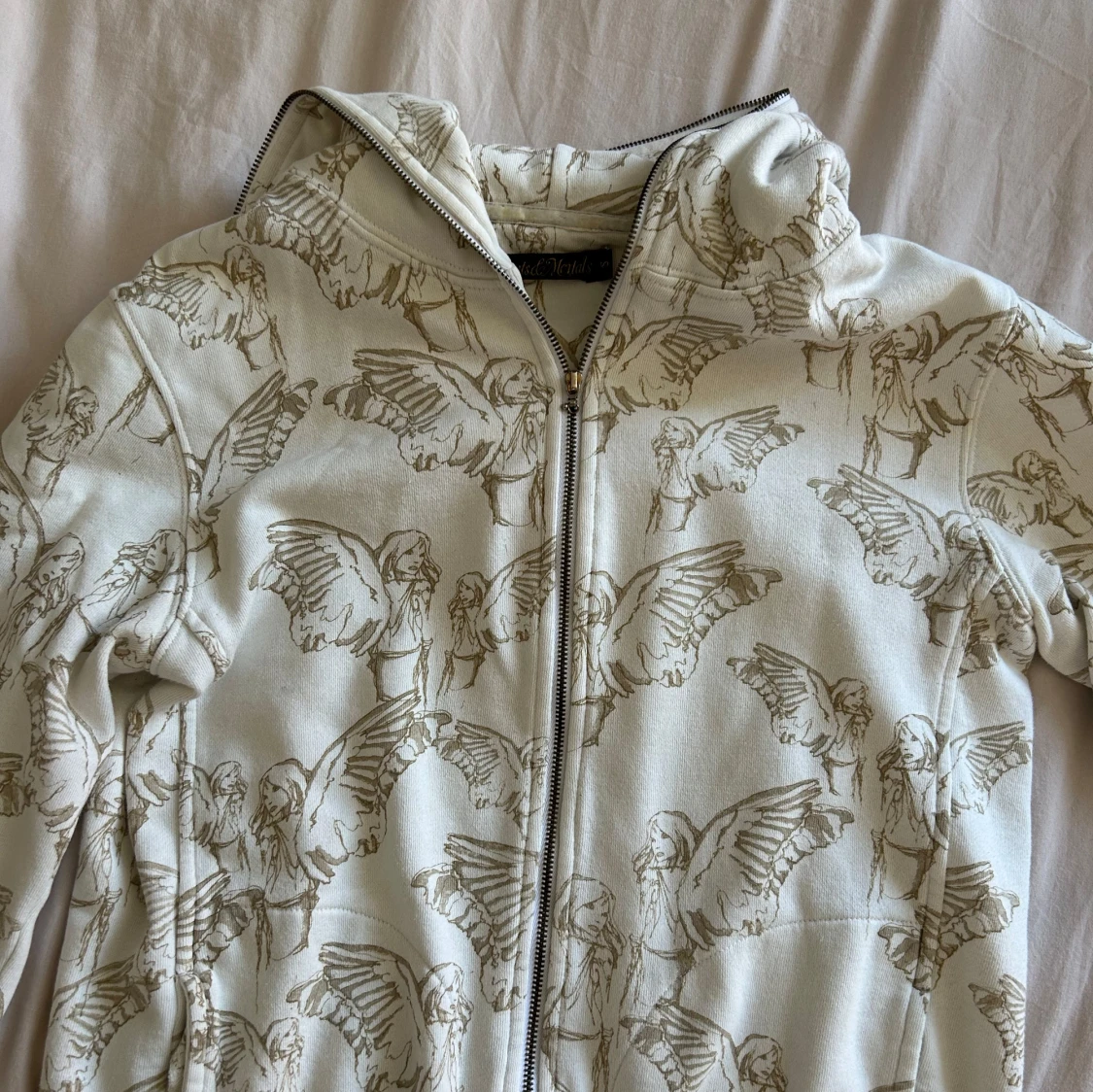 Vit zip-up med tryck  - 1