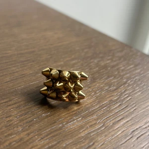 Guldfärgad ring med nitar - Cool och unik guldfärgad ring med nitar. Perfekt accessoar. Mått på ringen är 16 mm.  Jätte fint skick!!