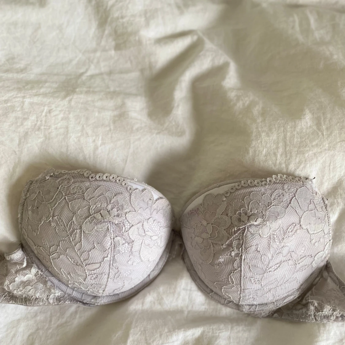 Ljusgrå spets-bh