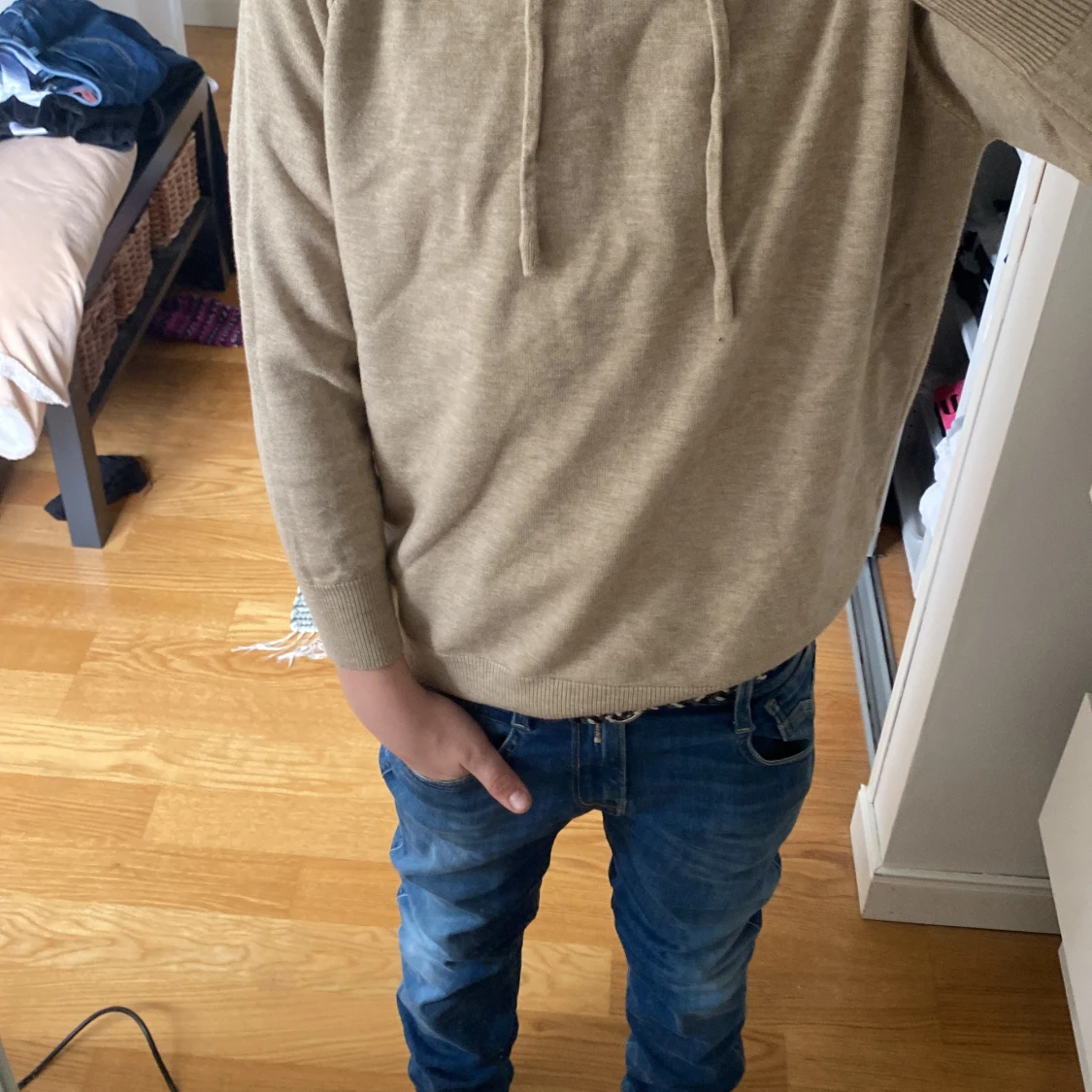 Beige merinoull hodie