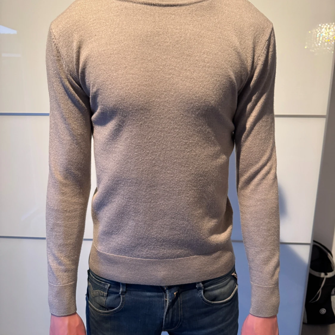 Beige stickad tröja