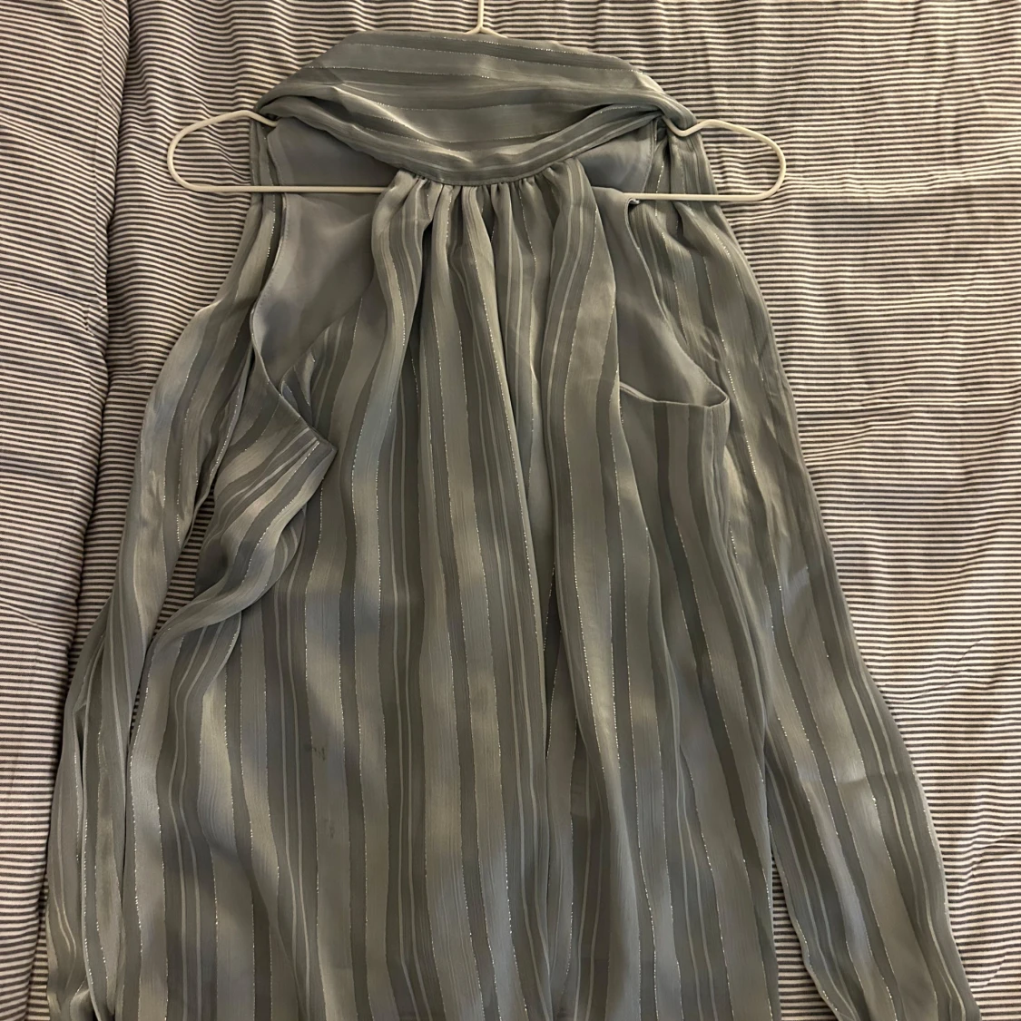 Blå randig halterneck topp