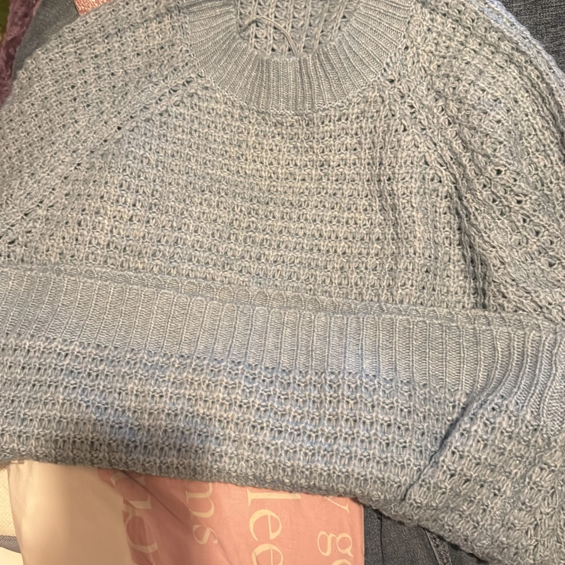 Ljusblå stickad tröja från 157 - 3