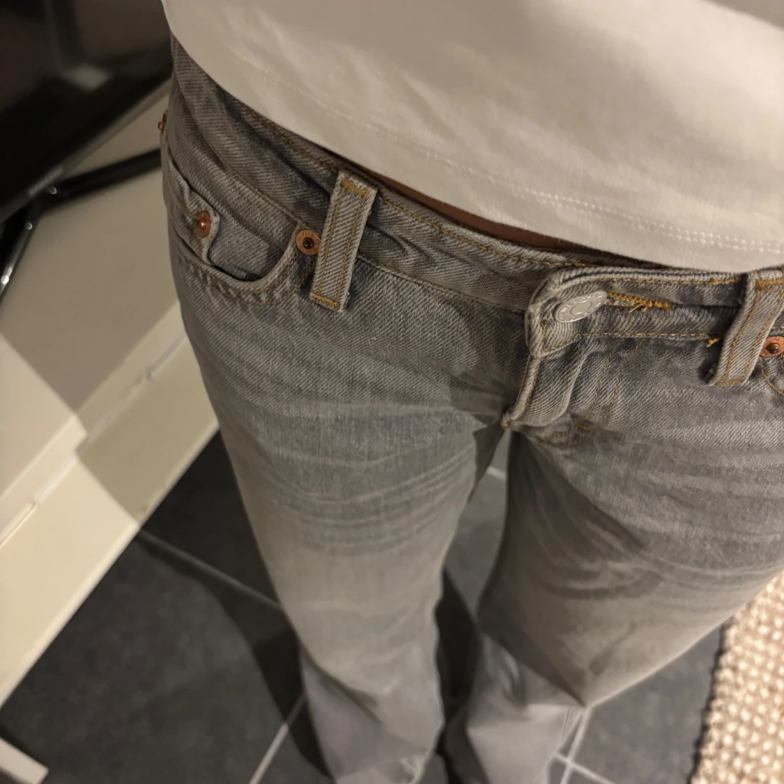 Grå jeans straight fit weekday - 2