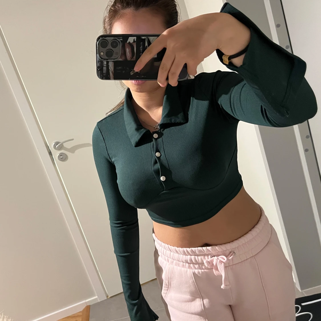 Mörkgrön croppad polotopp från Shein - 2