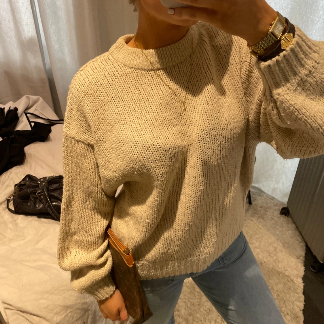 Beige stickad tröja - 3