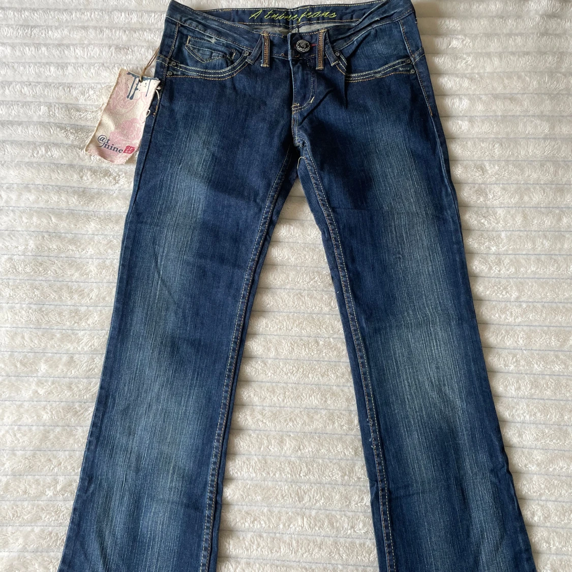 Blå lågmidjade bootcut jeans - 2