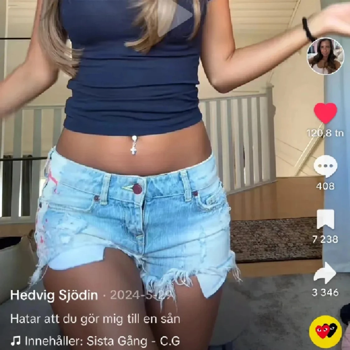 Lågmidjade jeansshorts