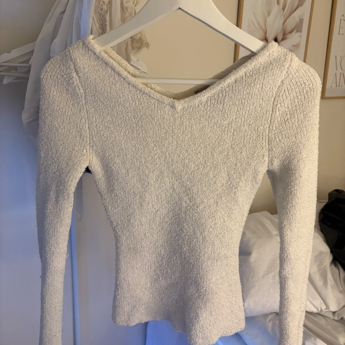 Vit stickad tröja från H&M XS - 4