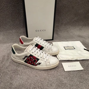 Gucci Ace ”Snake” - Hej! Säljer nu dessa väldigt populära och sällsynta Gucci Ace Skorna! Storlek UK 6 vilket motsvarar 40-41! Skick 9/10 ny pris= 9500 kr, Säljs för 2599 kr! OG tillkommer vid köp (Box, äkthetsbevis)! Kvitto finns 