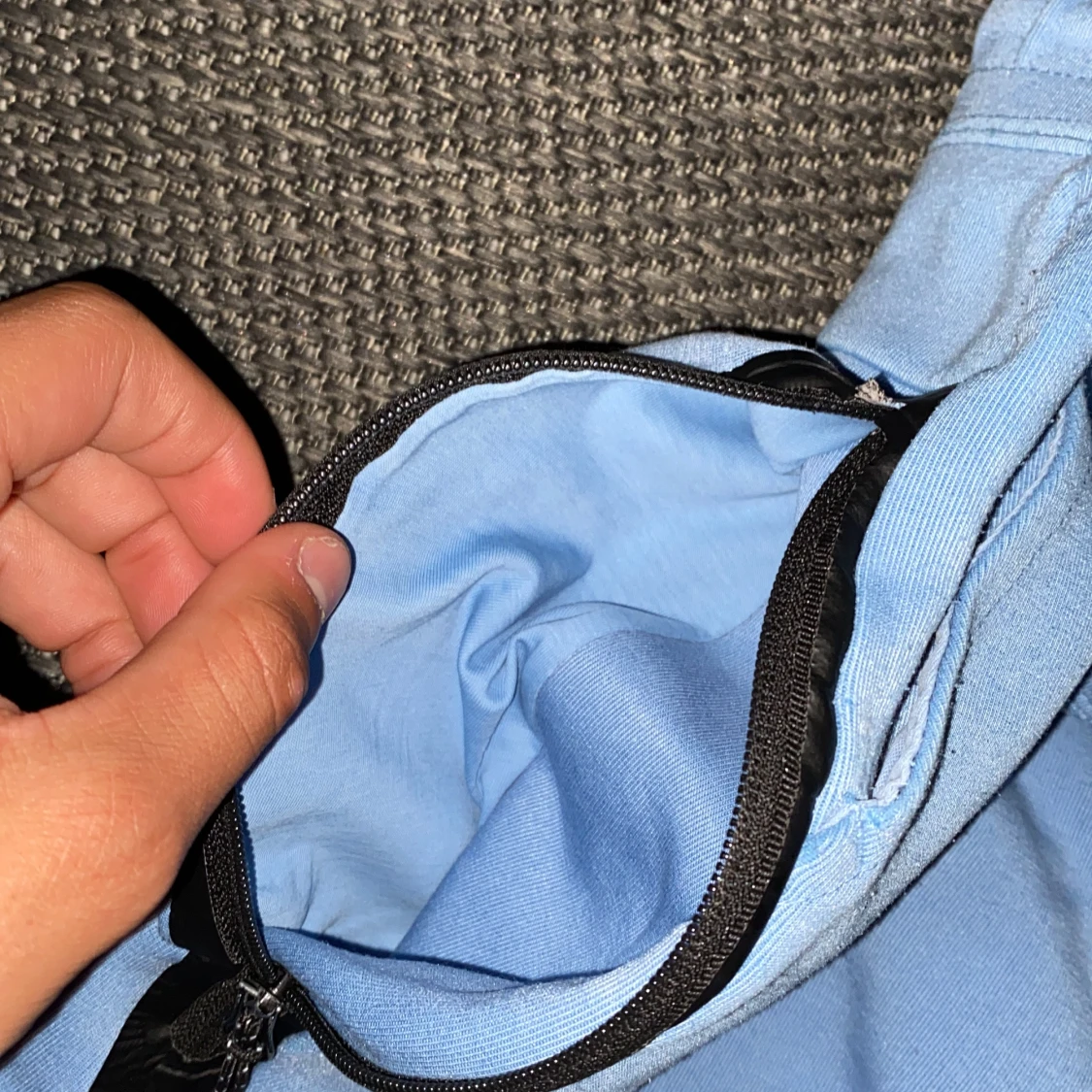 Nike ljusblå mjukisbyxor med snörning - 4