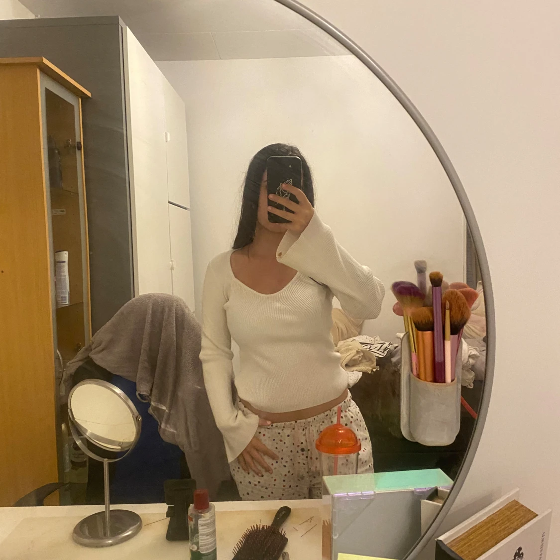 Vit ribbad tröja från vero Moda  - 1