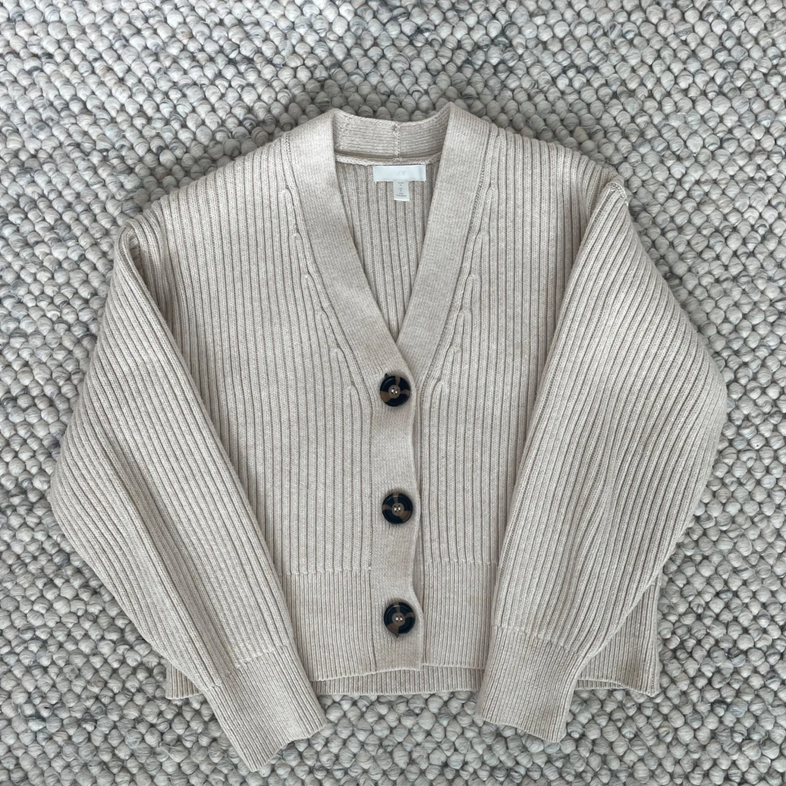 Beige ribbad kofta från H&M - 2