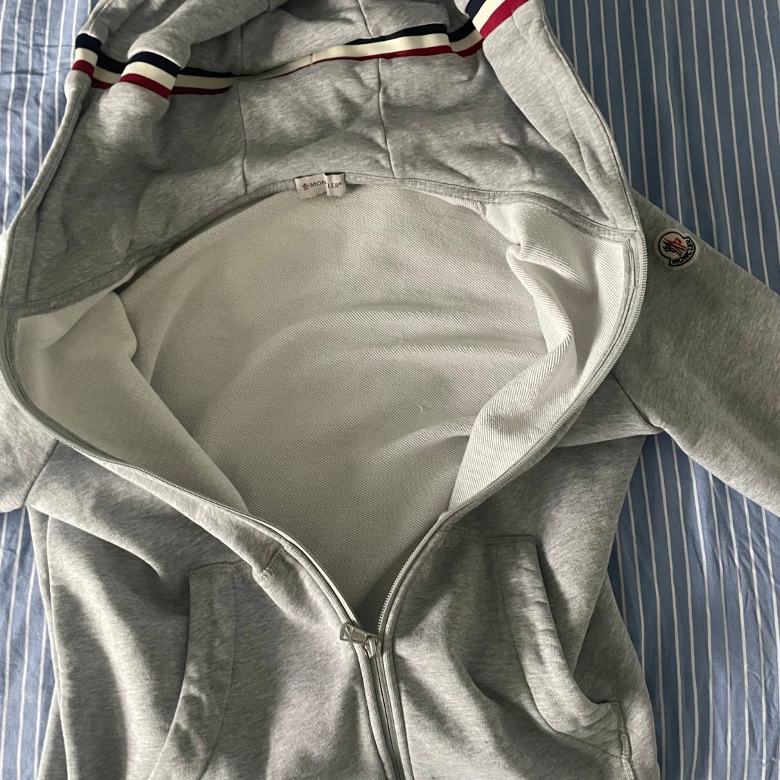 Grå Moncler hoodie med dragkedja - 2