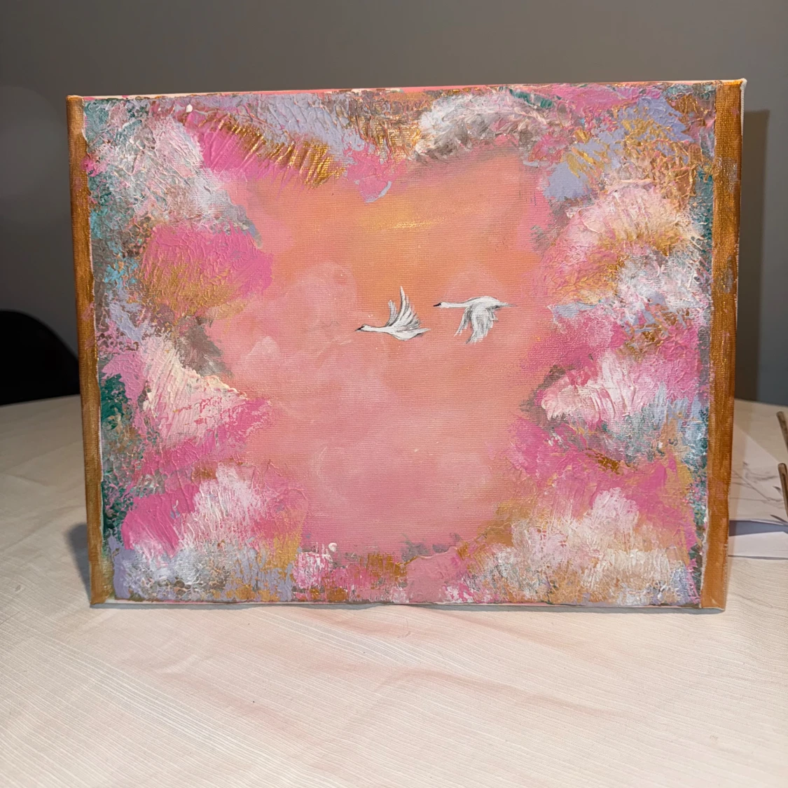 Paradise målning med svanar  - 2