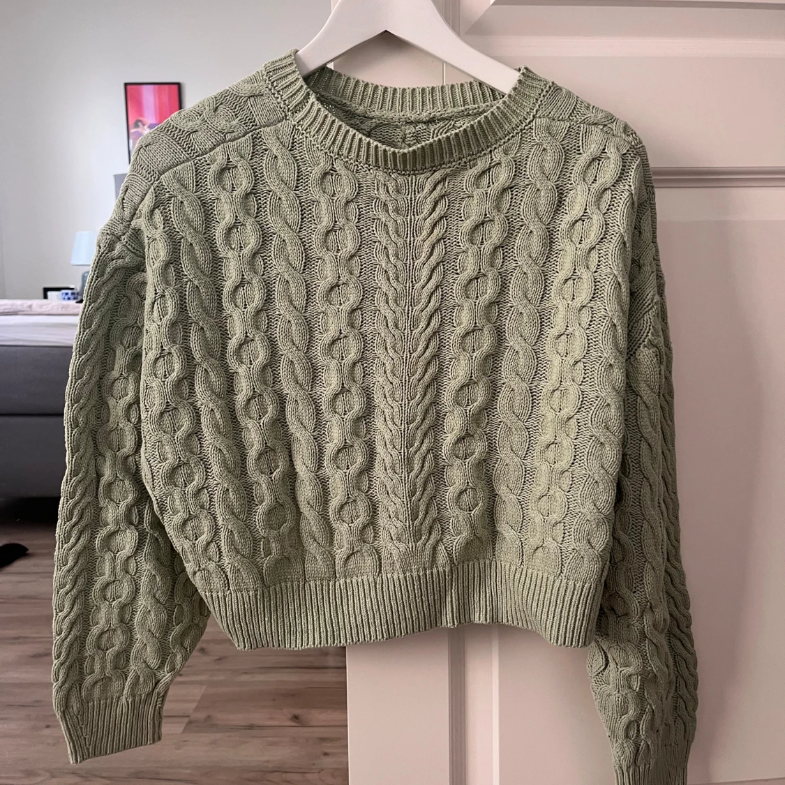 Grön kabelstickad tröja från Pull&Bear - 1