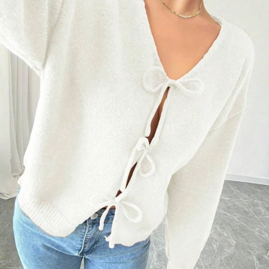 Vit kofta med knyt från SHEIN - 1