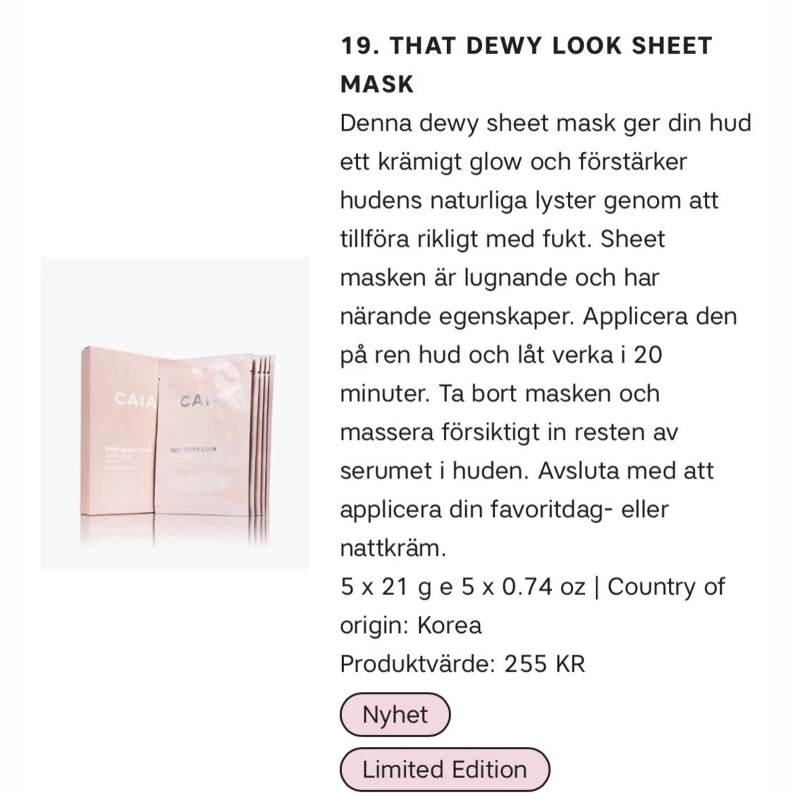 Caia Sheet Mask - 90