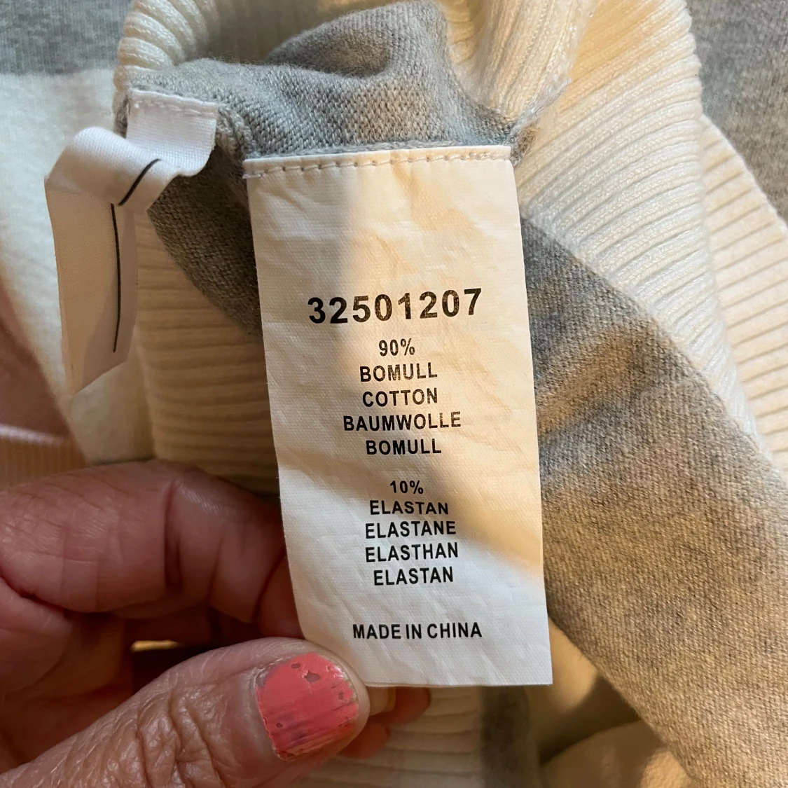 Grå och vit randig polotröja - 92