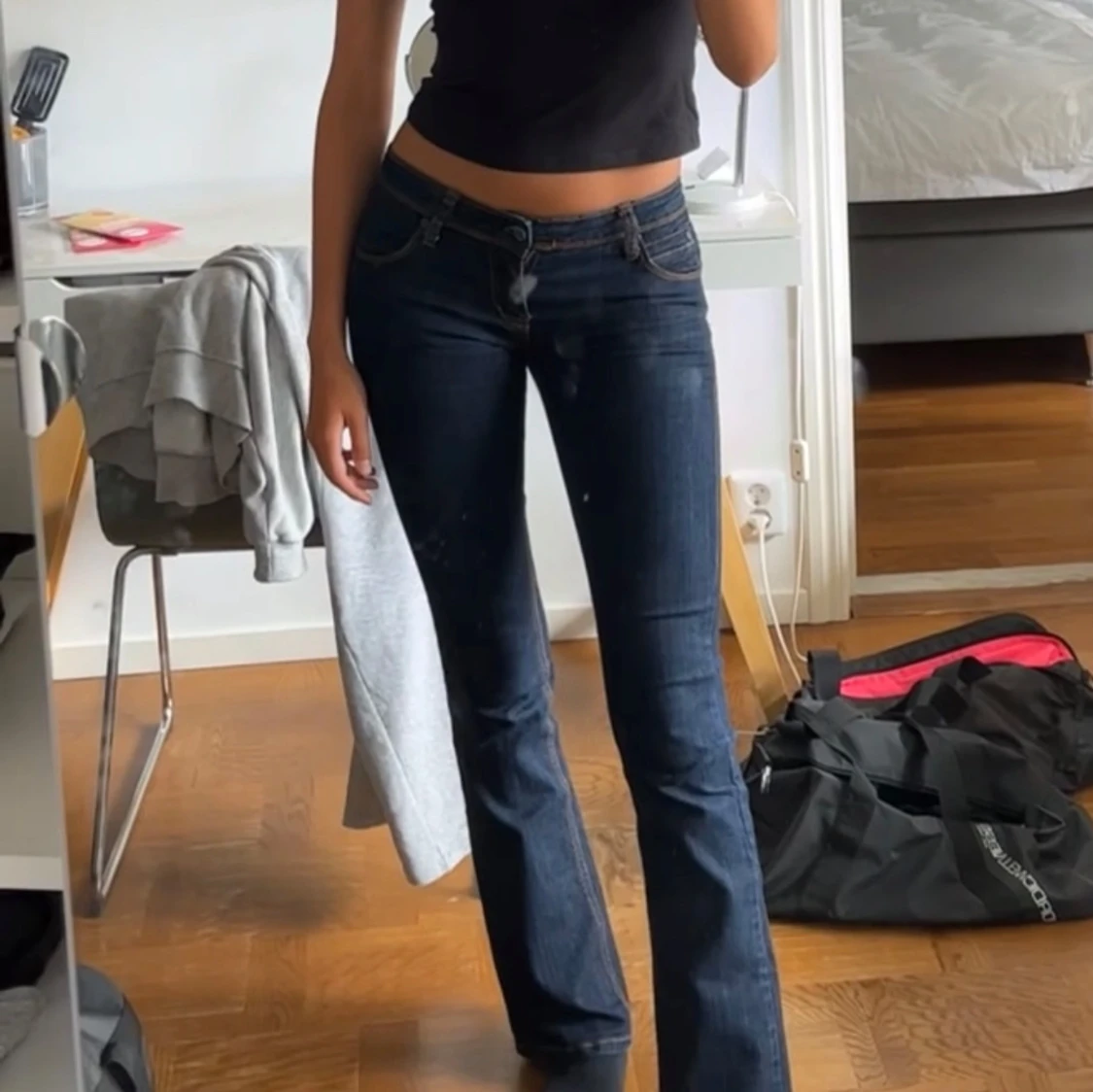 Mörkblå bootcut jeans - 3