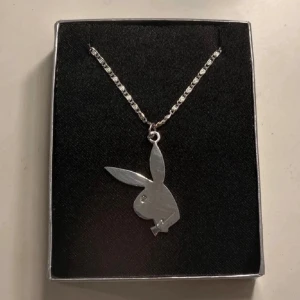 Silverfärgat playboy halsband - Snyggt silverfärgat halsband med en stilren kaninberlock. #y2k 