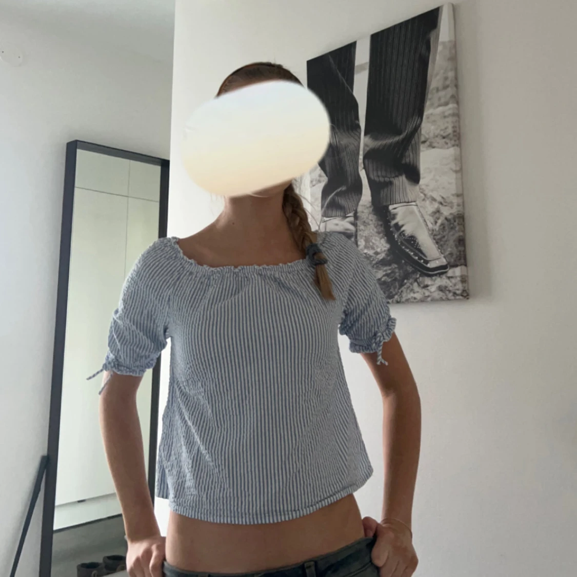 Vit och blå randning topp från H&M - 1