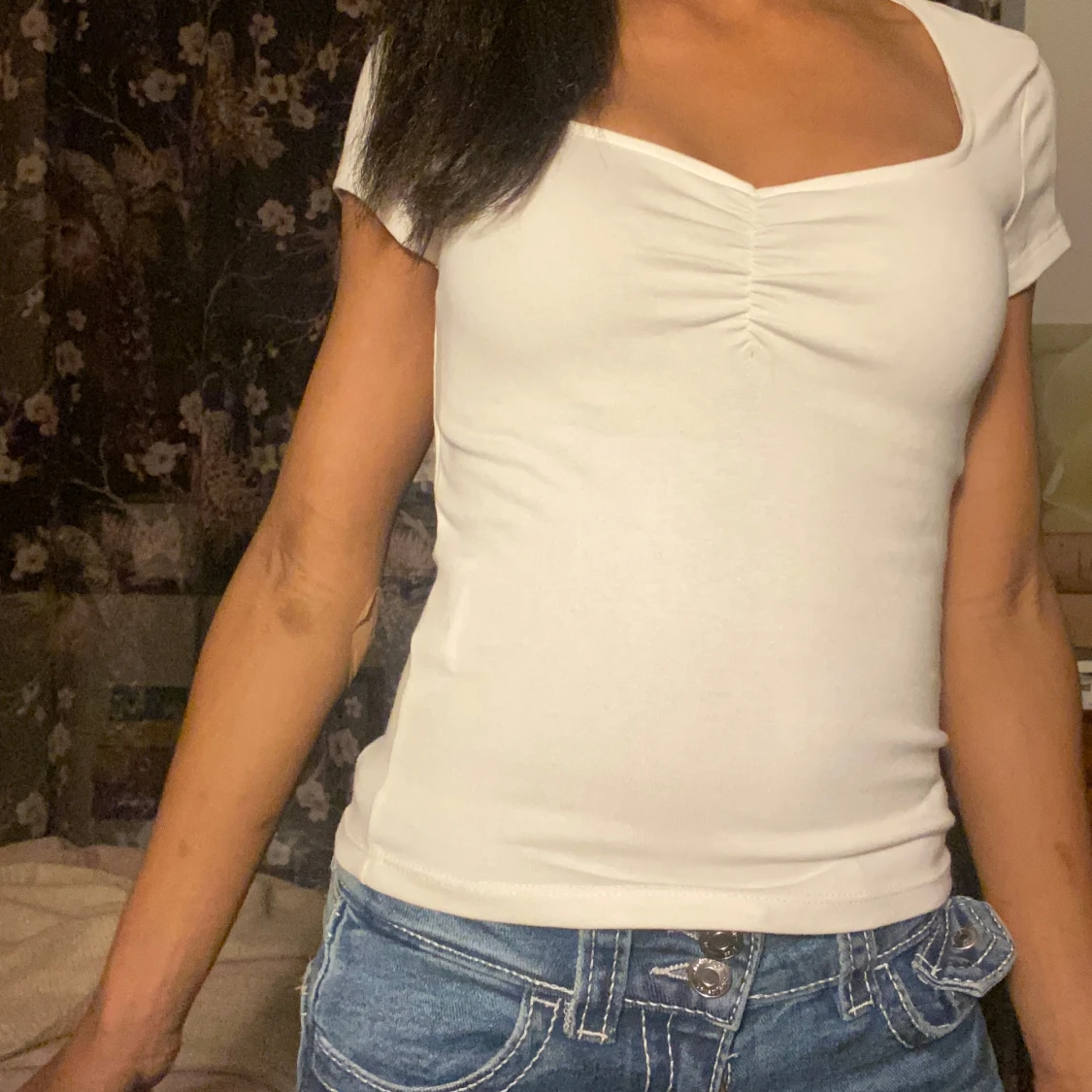Vit kortärmad topp - 1