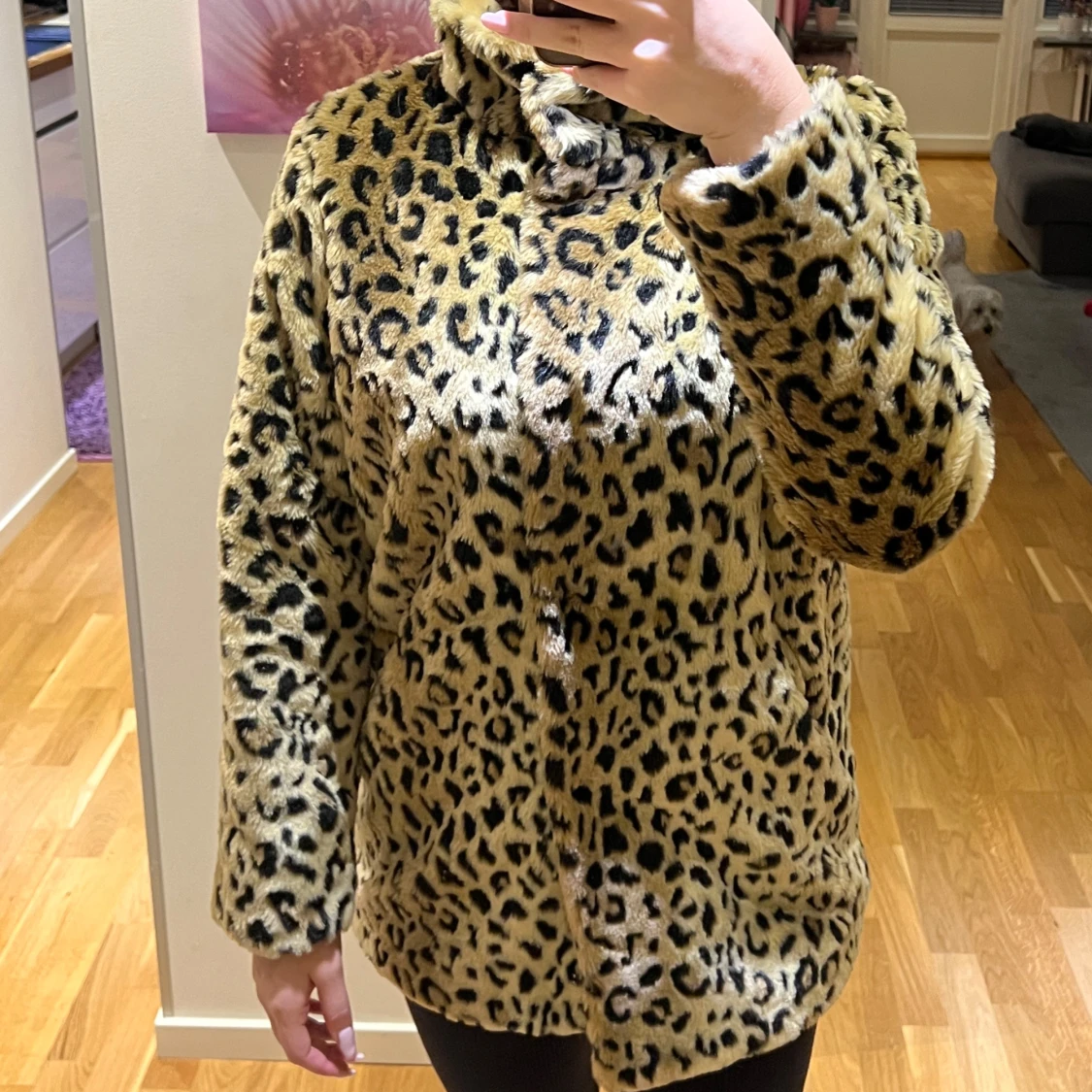 Leopardmönstrad pälsjacka - 91