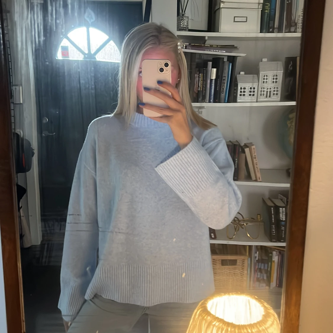 Ljusblå stickad tröja - 1