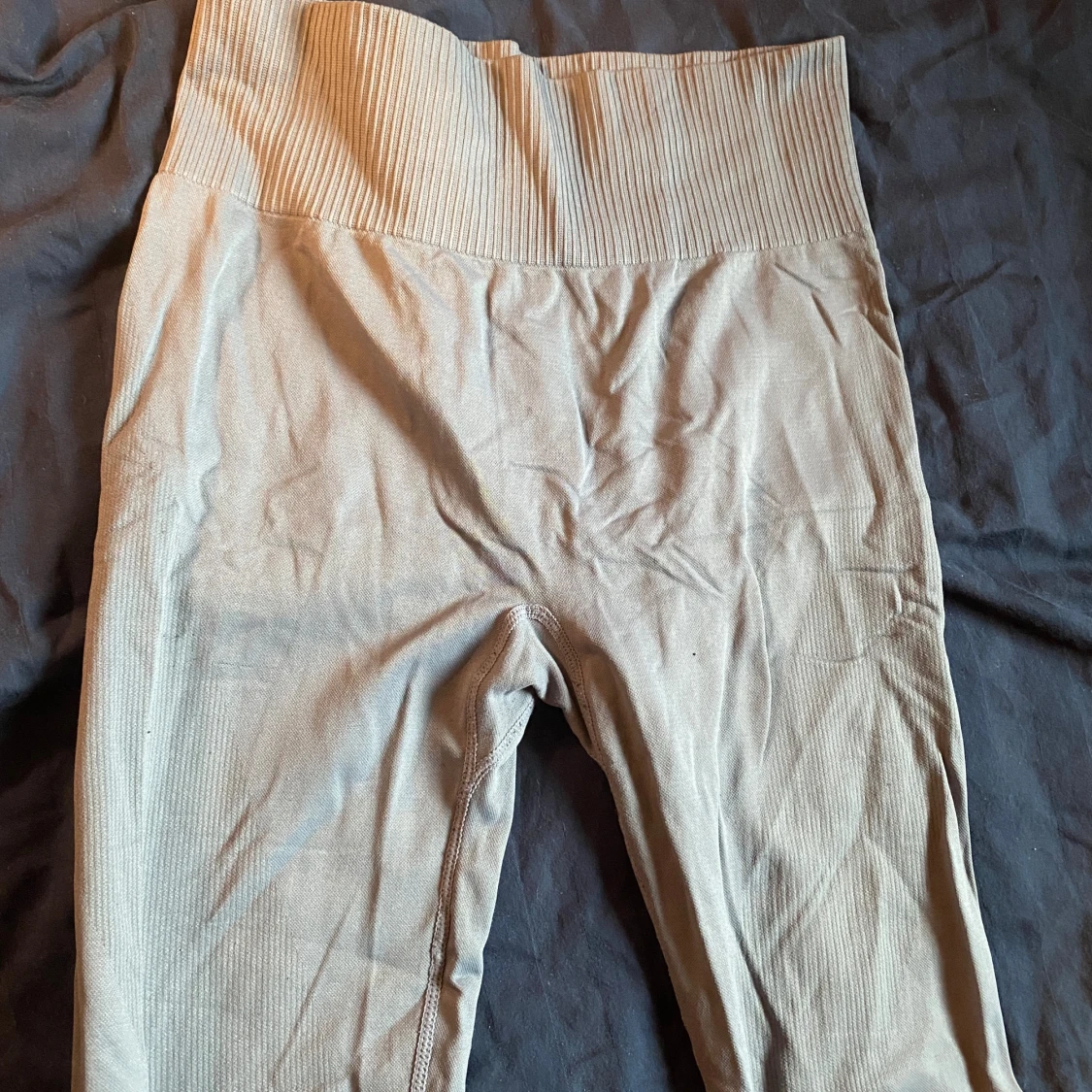 Ljus blå ribbade träningstights