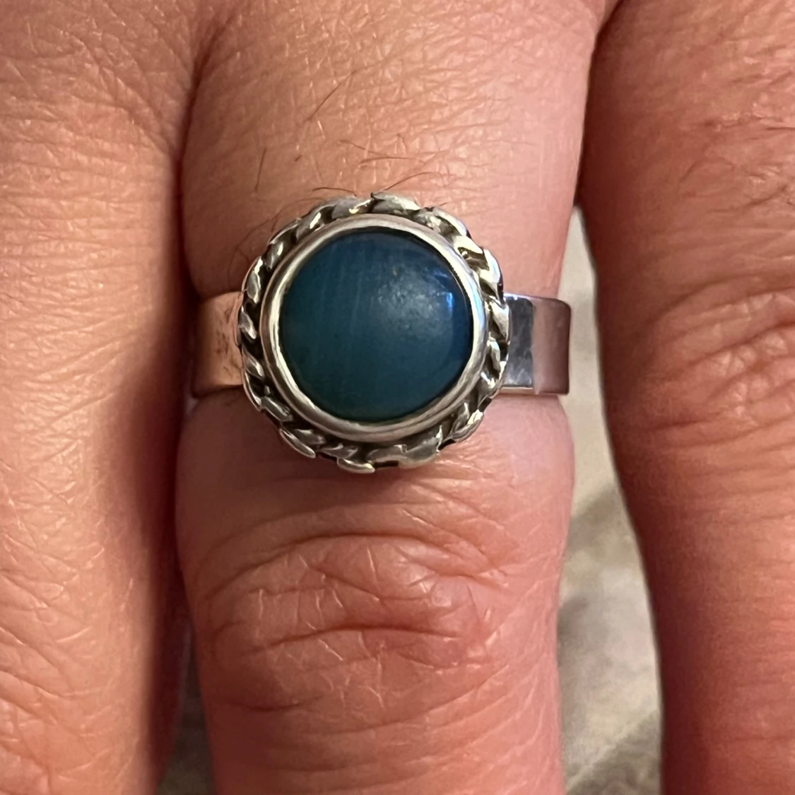 Vintage Silverring 925  med blå sten - 4