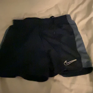 Svarta träningsshorts från Nike - Snygga marinblåa träningsshorts från Nike med grå sidopaneler och den klassiska loggan. Perfekta för en aktiv livsstil med bekväm passform och elastisk midja. Passar både S & M