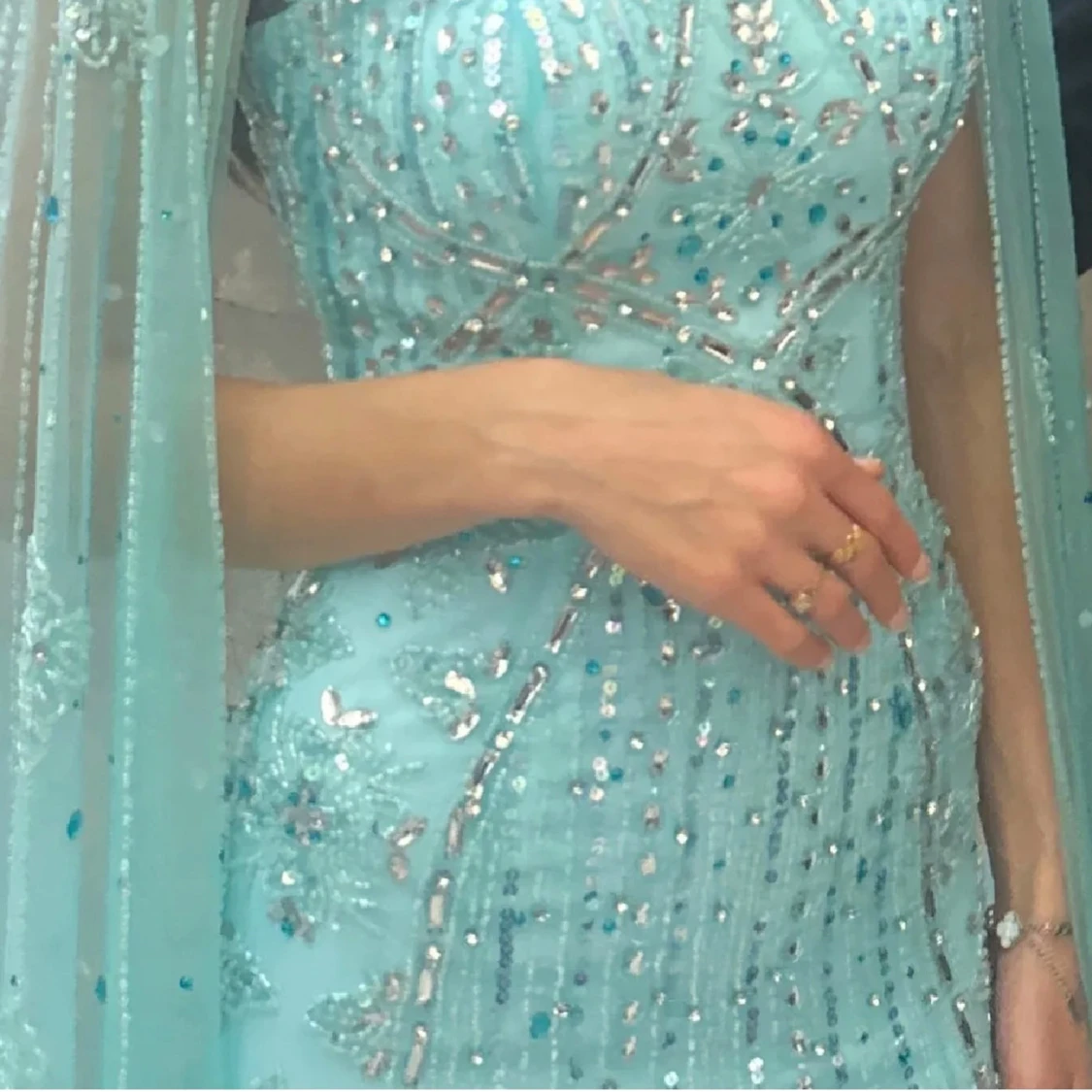 Turkos glittrig långklänning - 2