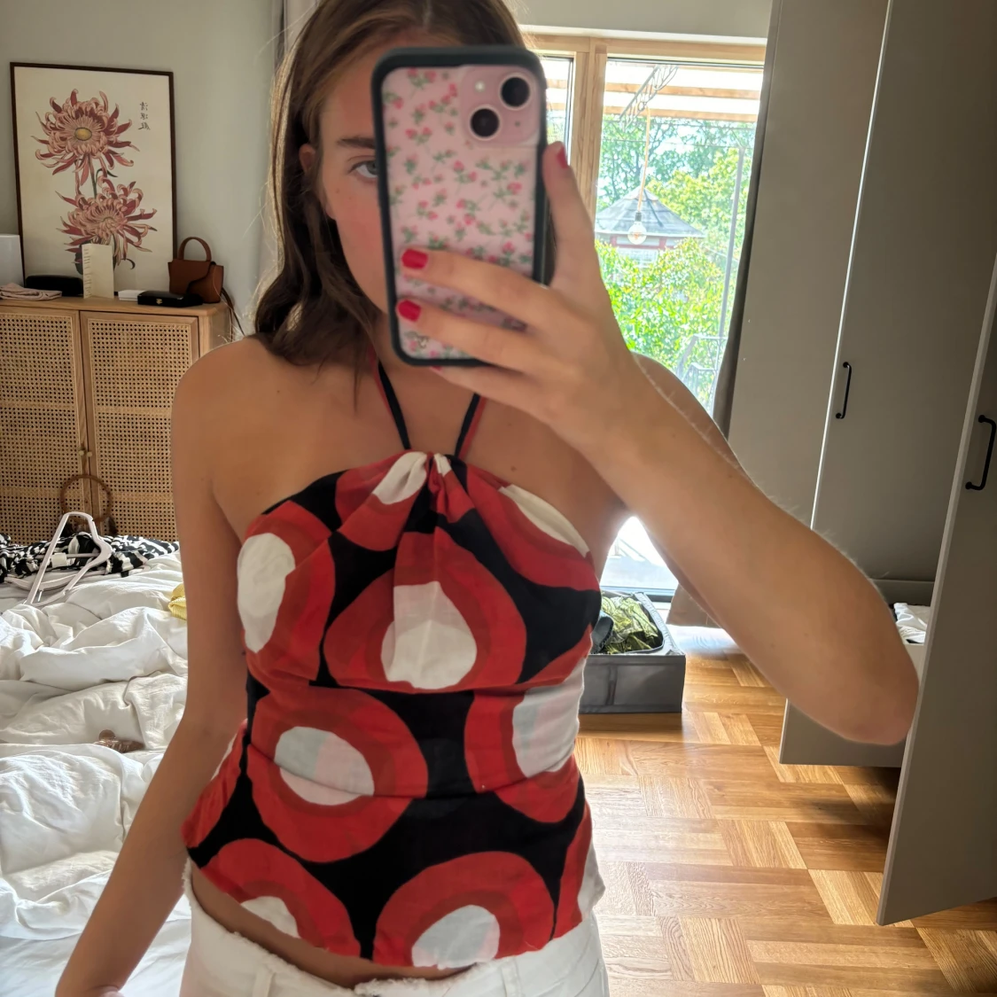 Mönstrad halterneck topp - 90