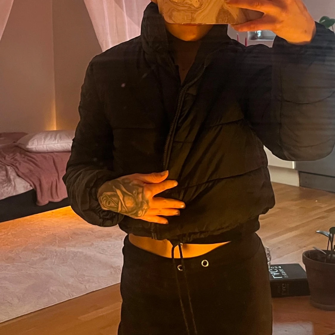 Svart pufferjacka - 90