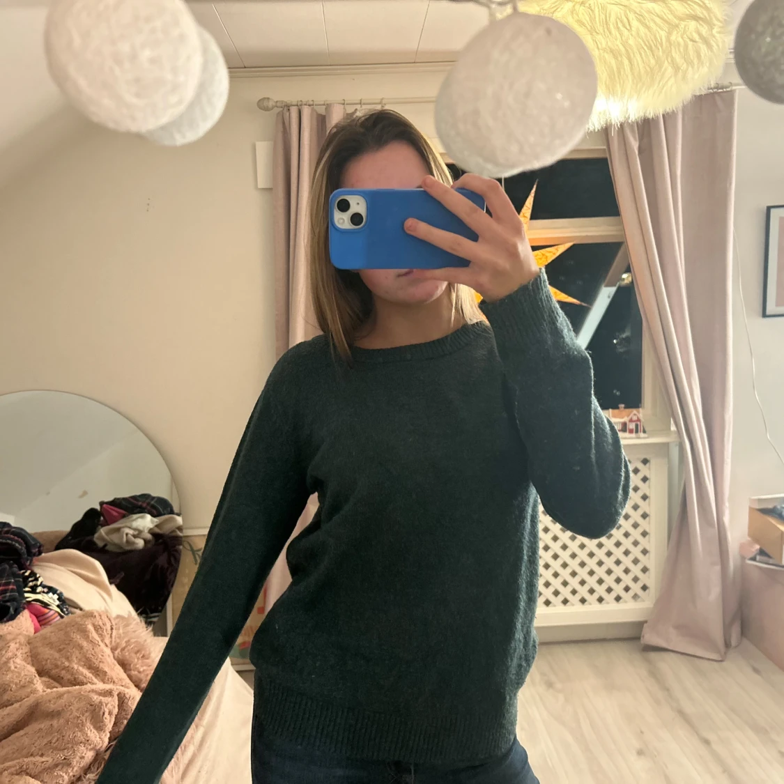 Mörkgrön stickad tröja - 91