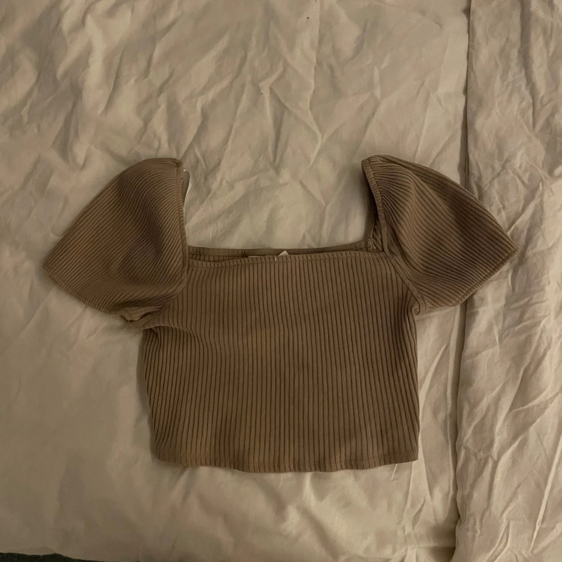 Beige ribbad topp - 90