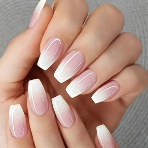 Lösnaglar Press on nails Ombre  - Nyvara!  En förpackning med 24 återanvändbara lösnaglar som fästes enkelt med medföljande geléklisterlappar. Det medföljer även en fil.  Naglarna är enkla att applicera och ta bort. Kan användas många gånger (klisterlappar går att köpa separat).