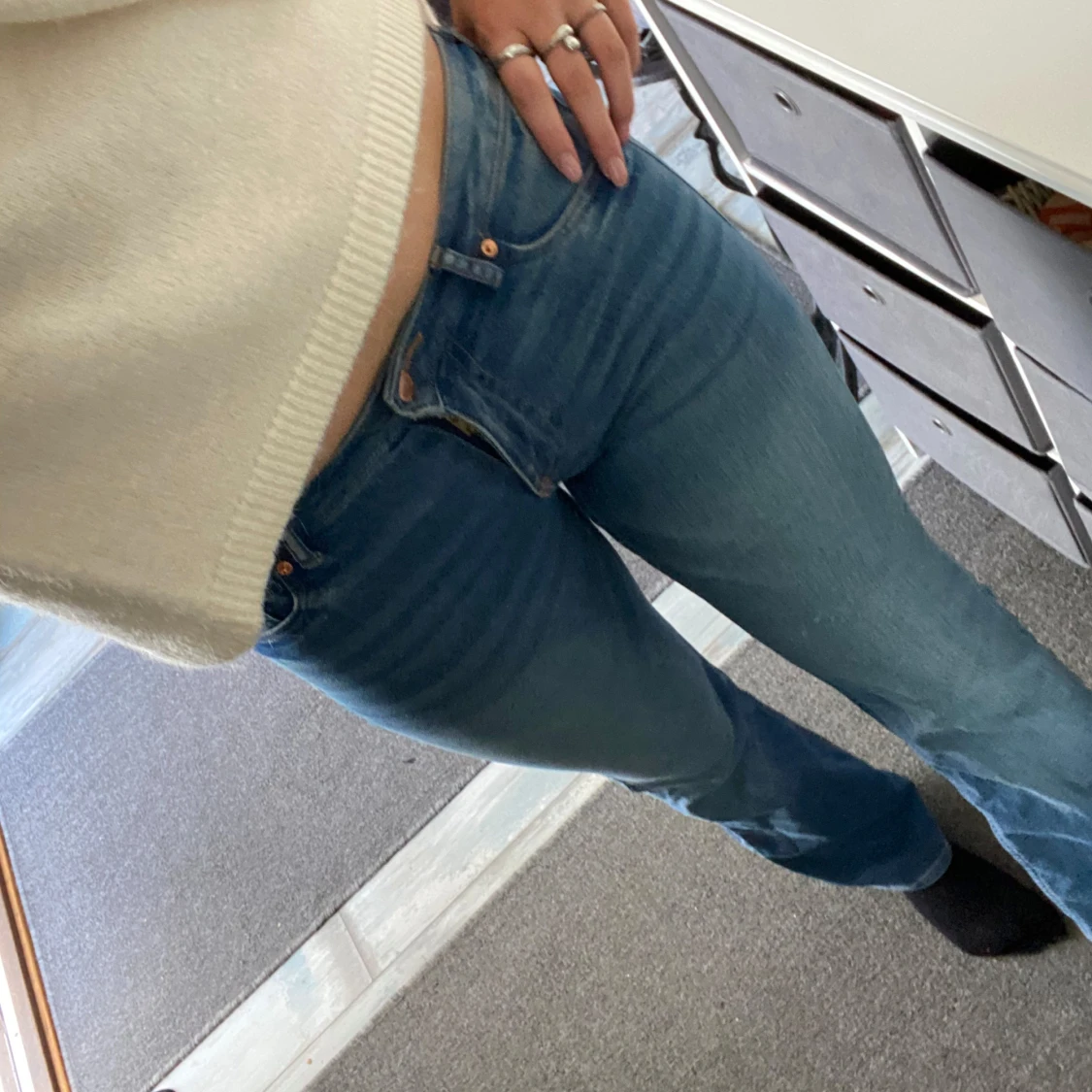 Blå jeans med bootcut - 91