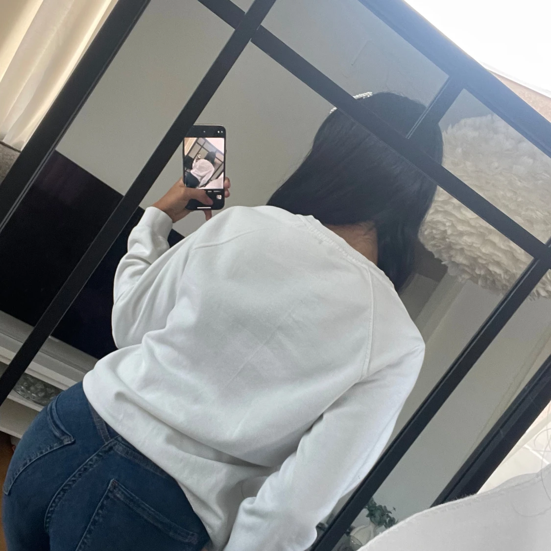 Vit sweatshirt med tryck - 91