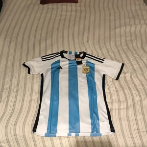 Argentika fotbollströja L - Hej! Säljer den helt ny, strolek L men lite liten i storlek så skulle själv säga den passar M också!   Hör gärna av er!