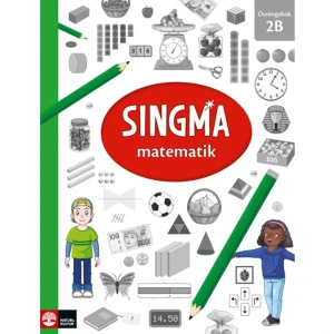 Singma matematik 2B Övningsbok (bok, flexband) - Att ge eleverna goda grundkunskaper i matematik, självförtroende, nyfikenhet och intresse för att lära mer – det är några av matematikundervisningens viktigaste uppgifter.  Med Singma matematik betonas kvalitet i undervisningen och lärarens viktiga roll för elevers utveckling och lärande. Läromedlet ger dig som lärare stöd och en tydlig idé om hur lektioner kan läggas upp, vad som är i fokus och hur du på bästa sätt stödjer och utmanar elevers eget tänkande och lärande. Singaporemodellen Singma tar utgångspunkt i hur matematikundervisningen är uppbyggd enligt Singaporemodellen. Singma har arbetats fram i samarbete med Dr Yeap Ban Har, en världsledande expert inom området. Singapore tillhör sedan länge toppnationerna i internationella undersökningar som Pisa och TIMSS, och modellen har fått stor spridning internationellt.  Arbetsgång Varje lektion är indelad i tre huvudmoment av olika karaktär. Momenten är återkommande i varje lektion för att på olika sätt skapa igenkänning för eleverna. I de olika momenten får eleverna möjlighet att under en och samma lektion träna på förmågorna i matematik utifrån läroplanen. Uppgifterna är omsorgsfullt utvalda för att uppmuntra till samtal och reflektion om olika strategier, och för att ge variation och progression. Elevens böcker Singma matematik omfattar en lärobok och en övningsbok per termin. Till varje lektion i läroboken finns uppgifter i övningsboken som är avsedda för individuell träning. Lärobok Används för gemensamma genomgångar och samtal i klassen, samt till övningar och aktiviteter som eleverna gör i par eller i grupp. Övningsbok Eleven tränar självständigt och befäster sina kunskaper. Uppgifterna i övningsboken är direkt kopplade till varje lektion. Vi utforskarVarje lektion inleds med att eleverna har boken stängd och du inleder med en noga utvald startuppgift. Här har du som lärare en coachande roll, och ställer frågor för att utveckla elevernas tänkande och reflektion. I lärarhandledningen får du allt stöd du behöver för att leda diskussionen och för att formalisera matematiken på tavlan. Vi lärNär ni är klara med startuppgiften öppnar ni boken och tittar på den eller de lösningar som presenteras. Gjorde ni likadant eller på ett annat sätt? Vi övarI nästa moment får eleverna pröva fler uppgifter som behandlar samma ämnesområde på ett liknande sätt. De fortsätter att arbeta i par eller grupp och tanken är att de ska fortsätta att samtala och resonera kring uppgifterna. Jag övarI den sista delen av lektionen får eleverna arbeta på egen hand med att befästa sina kunskaper i övningsboken. Genomtänkt undervisning I Singaporemodellen betonas vikten av lärarens kompetens och att undervisningen bedrivs med hög kvalitet på ett genomtänkt och systematiskt sätt. Läraren har en central roll och ett tydligt uppdrag att undervisa för förståelse och lära eleverna att bemästra matematiken. Lärarens roll är att ställa frågor för att hjälpa eleverna att utveckla sitt tänkande och att uppmuntra dem att finna fler strategier och metoder för att lösa problem. Läraren återberättar och speglar det som eleverna säger, men ger som regel inte svaren utan de kommer från eleverna själva.    Format Flexband   Omfång 176 sidor   Språk Svenska   Förlag Natur &amp; Kultur Läromedel   Utgivningsdatum 2018-01-22   Medverkande Pia Agardh   Medverkande Josefine Rejler   Medverkande Sue Tan   Medverkande Kristina Holm   Medverkande Helen Miller Crafoord   ISBN 9789127448889  