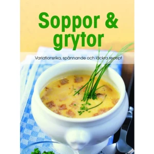 Soppor & grytor : variationsrika, spånnande och läckra recept (inbunden) - Lätta eller matiga, traditionella eller internationella, pikanta eller heta, klara eller redda - valmöjligheterna när det gäller soppor och grytor är i det närmaste outtömliga!I denna bok hittar du både älskade klassiker och nya recept på soppor som går snabbt att tillaga och passar att servera till både vardag och fest.- Lättare soppor för alla tillfällen: från tomatsoppa och fransk ärtsoppa till aromatisk grönsakssoppa.- Matiga soppor och grytor för den hungrige: från gulaschsoppa och linsgryta med kabanoss till rustik potatissoppa.- Läckra soppor och grytor från hela världen: från misosoppa med spenat och tofu till en kikärtssoppa med lammfrikadeller eller varför inte en klassisk spansk gazpacho.    Format Inbunden   Omfång 63 sidor   Språk Svenska   Förlag Stevali   Utgivningsdatum 2016-03-02   Medverkande Görel Bylund   Medverkande Gunbritt Geijer   Medverkande Elisabeth Tauvon   ISBN 9783625130116  