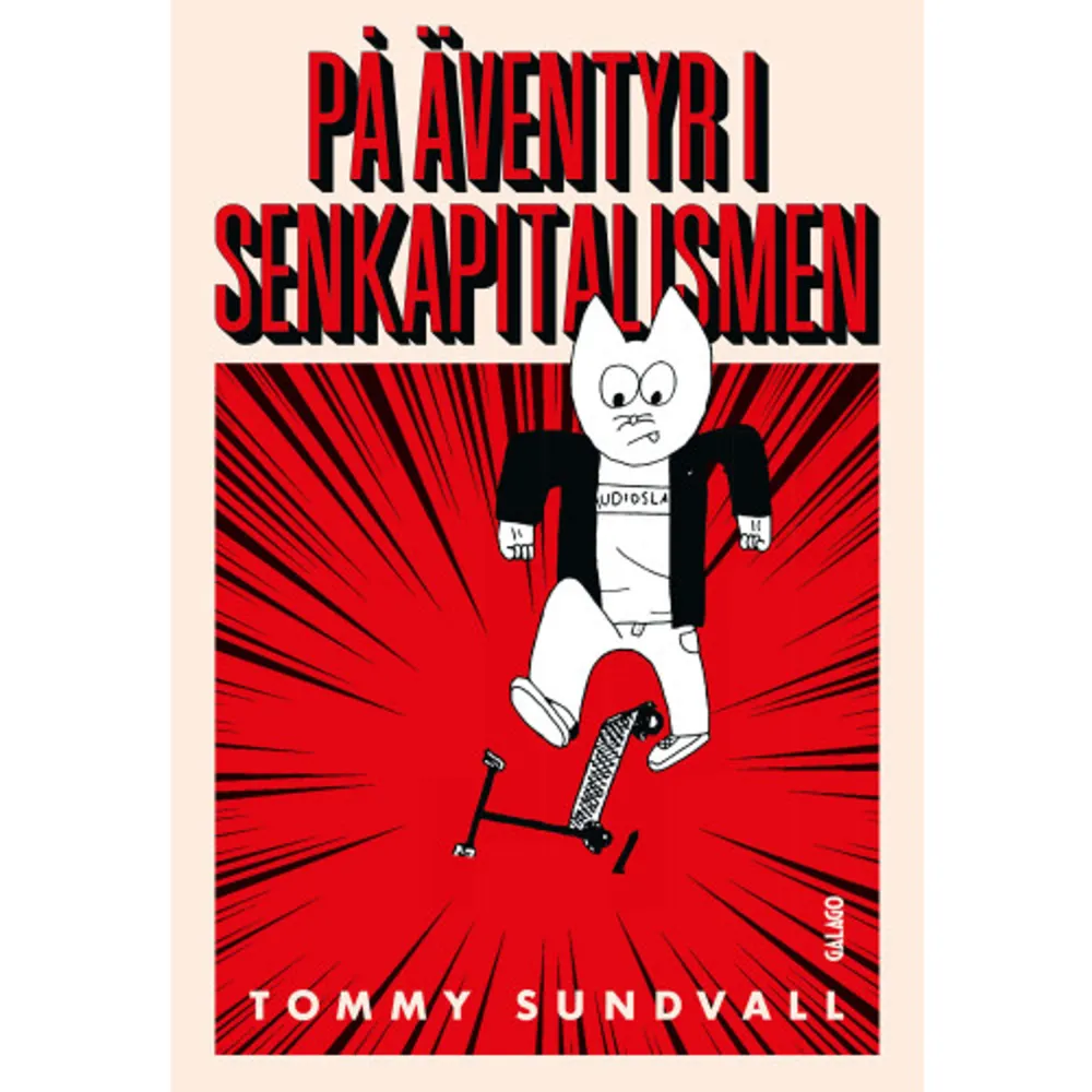 Vem laddar elsparkcyklarna, levererar paketen och gräver gravarna på kyrkogården på undermåliga kontrakt? I Tommy Sundvalls satiriska äventyrsserier är det Morris, John och Hunter som gör det. I en ständig men hopplös jakt på pengar försöker de försörja sig på olika gig. 50 kr för varje uppladdad elsparkcykel, men vem betalar elräkningen? Om ett paket ska levereras från Stockholm till Pajala är det våra tre vänner som kör dag och natt. På sina äventyr i gigekonomin och på botten av senkapitalismen hinner de starta en fackklubb, bli vettskrämda på ett tomt hotell i Kramfors, utge sig för att vara finsk sjöpolis och droga en mellanchef med fentanyl. Som tre galna men cyniska Candide-typer tar de dagen som de kommer och hankar sig fram genom en vardag av vidriga arbetsvillkor, vänskap och en och annan öl. På äventyr i senkapitalismen samlar fyra långnoveller med huvudkaraktärerna Morris, John och Hunter som bor i Stockholm, men äventyren tar oss med utanför tullarna i jakten på snabba pengar. Förutom en roadtrip till Pajala blir det också klassisk Finlandskryssning till Helsingfors. Det är en hysteriskt rolig och fräsande radikal skildring av en bisarr tid. Tommy Sundvall är född 1988, bor i Stockholm och har gett ut fanzinen 