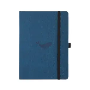 From our signature Wildlife collection. Each notebook is flexi-bound with PU leather (100% vegan) with the animal finely debossed on the cover. Printed on the inside cover of the notebook are the animal  footprints. Comes with inner pocket, bookmark, elastic closure band and pen holder. The paper is 100gsm coated cream fountain pen-friendly FSC-certified paper with a total of 128 pages. The notebooks open as flat as a pancake.