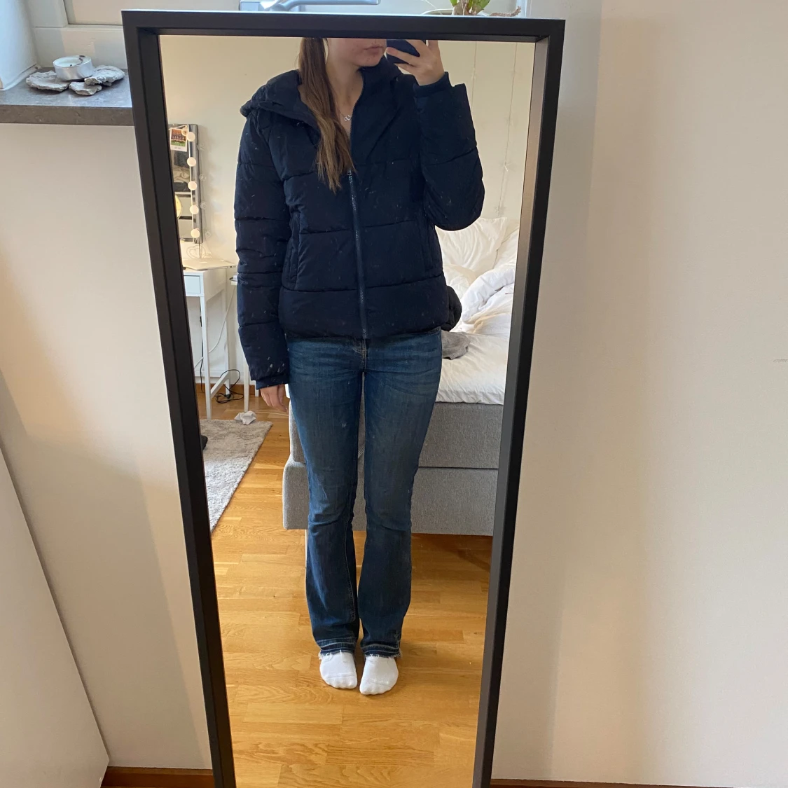 Marinblå pufferjacka