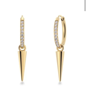 Edblad örhängen - Snygga guldörhängen med en rad av glittrande stenar och en spetsig hängande detalj. De är doppade i guld och är från Edblad. KÖPTA FÖR 449 SÄLJER FÖR 250😍❤️